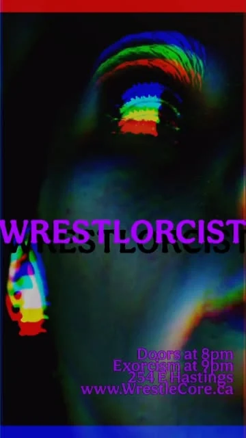 Colour-glitch Wrestlorcist teaser from WrestleCore, October 5, 2026